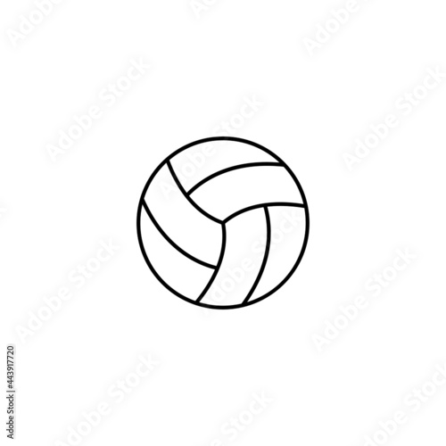 Beach volley ball in flat black line style, isolated on white background 
