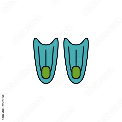 Flipper diving icon in color icon, isolated on white background 
