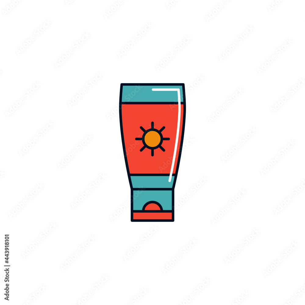 Lotion sunblock icon, sunscreen icon in color icon, isolated on white background Lotion sunblock icon, sunscreen icon in color icon, isolated on white background