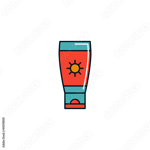 Lotion sunblock icon, sunscreen icon in color icon, isolated on white background 