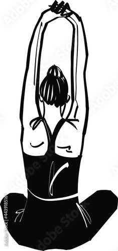 the vector illustration the woman doing yoga