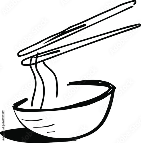 black and white bowl with chopsticks