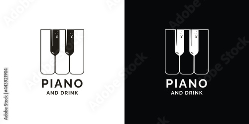 piano and drink logo design concept. 