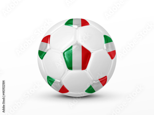 Soccer ball with the Italy national flag isolated on white background