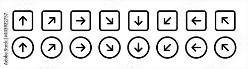 Navigation arrow set isolated icon. Control button for app and wab design. Vector illustration.	