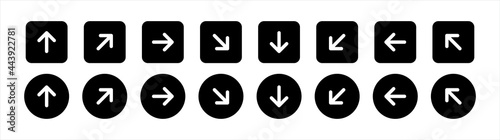 Navigation arrow set isolated icon. Control button for app and wab design. Vector illustration.	