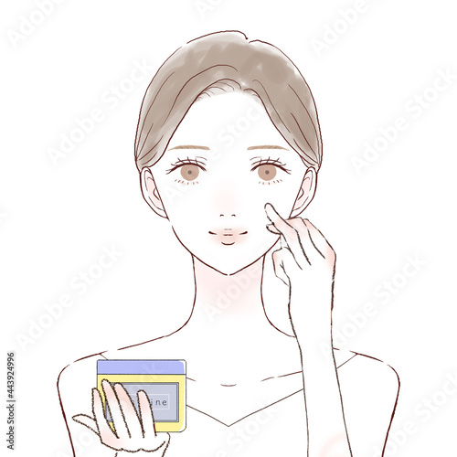 ワセリンを顔に塗って保湿する女性