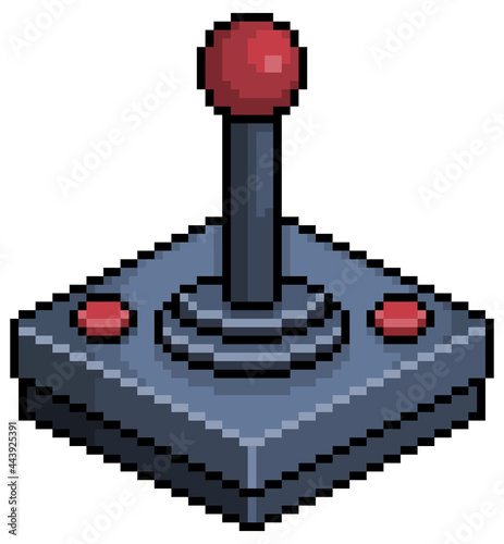 Pixel art atari video game control. 8 bit icon on white background
 photo
