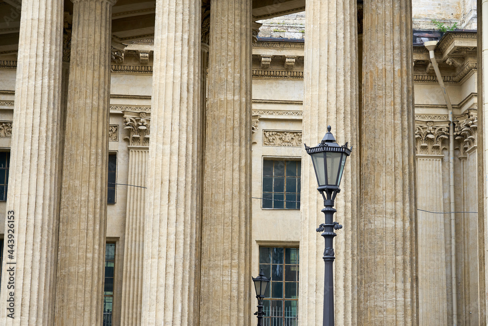The columns of Kazan Cathedral in St.Petersburg as an architectural background. The columns of Kazan Cathedral in St.Petersburg as an architectural background.
