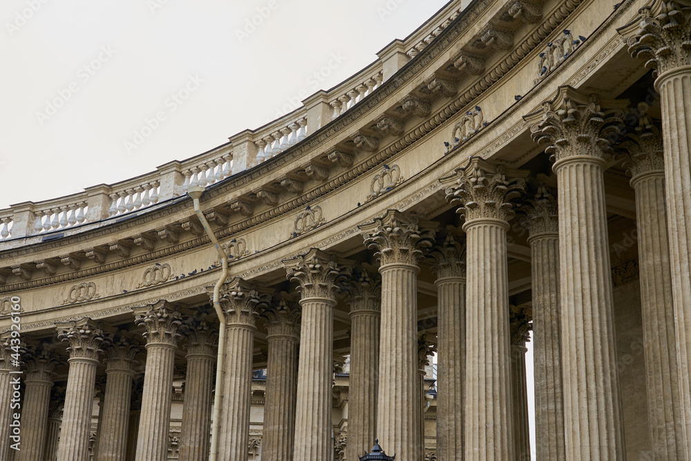 The columns of Kazan Cathedral in St.Petersburg as an architectural background.