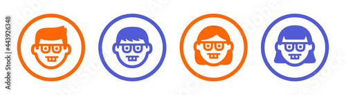 Nerd icon vector isolated on white background. Man or woman wearing glasses emoji sign.
