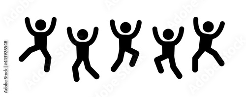 Group of people jumping icon vector isolated on white background. Celebration symbol
