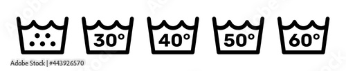 Laundry washing symbols icon set. Maximum temperature symbol. Vector illustration