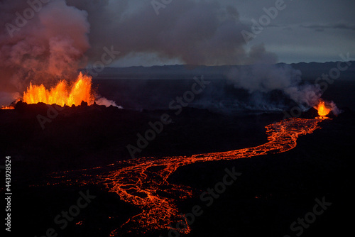 Aerial view of the 2014 Bárðarbunga eruption at the Holuhraun fissures, Central Highlands, Iceland photo