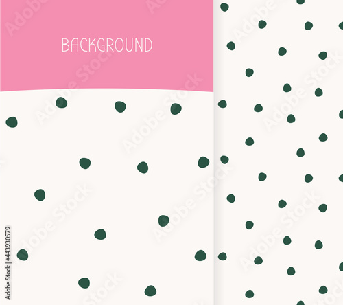 Cover template. Abstract hand drawn seamless pattern polka dots. Textured doodle circles limitless background. Repeat ornament great for fabric, paper, print, wallpaper, notebook. Vector illustration