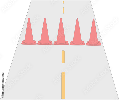 直線道路の通行止め