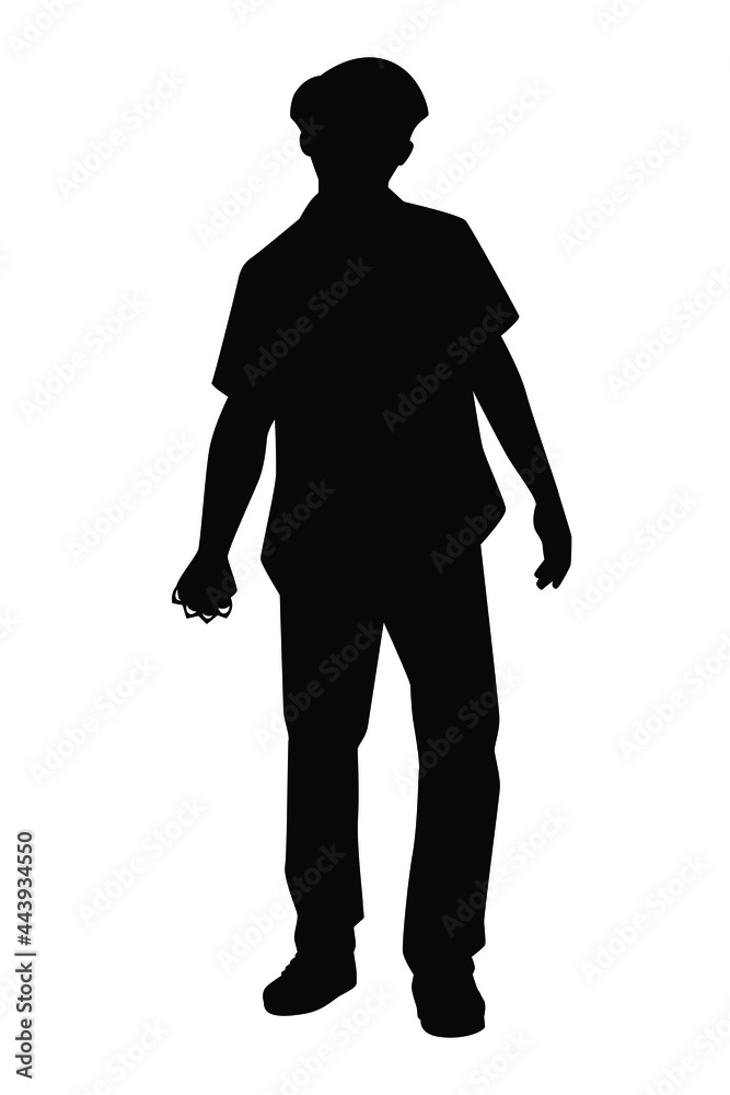 Asian gangster boy with his weapon silhouette on white background Asian gangster boy with his weapon silhouette on white background