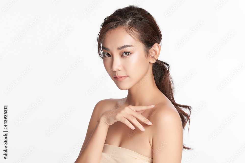 Beautiful young asian woman with clean fresh skin on white background, Face care, Facial treatment, Cosmetology, beauty and spa, Asian women portrait. Beautiful young asian woman with clean fresh skin on white background, Face care, Facial treatment, Cosmetology, beauty and spa, Asian women portrait.