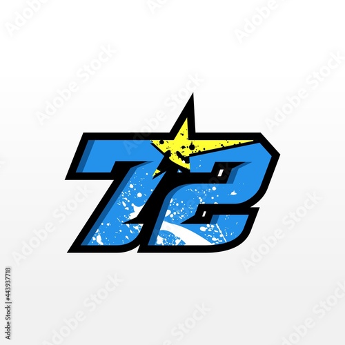 Simple Star Racing Number 72