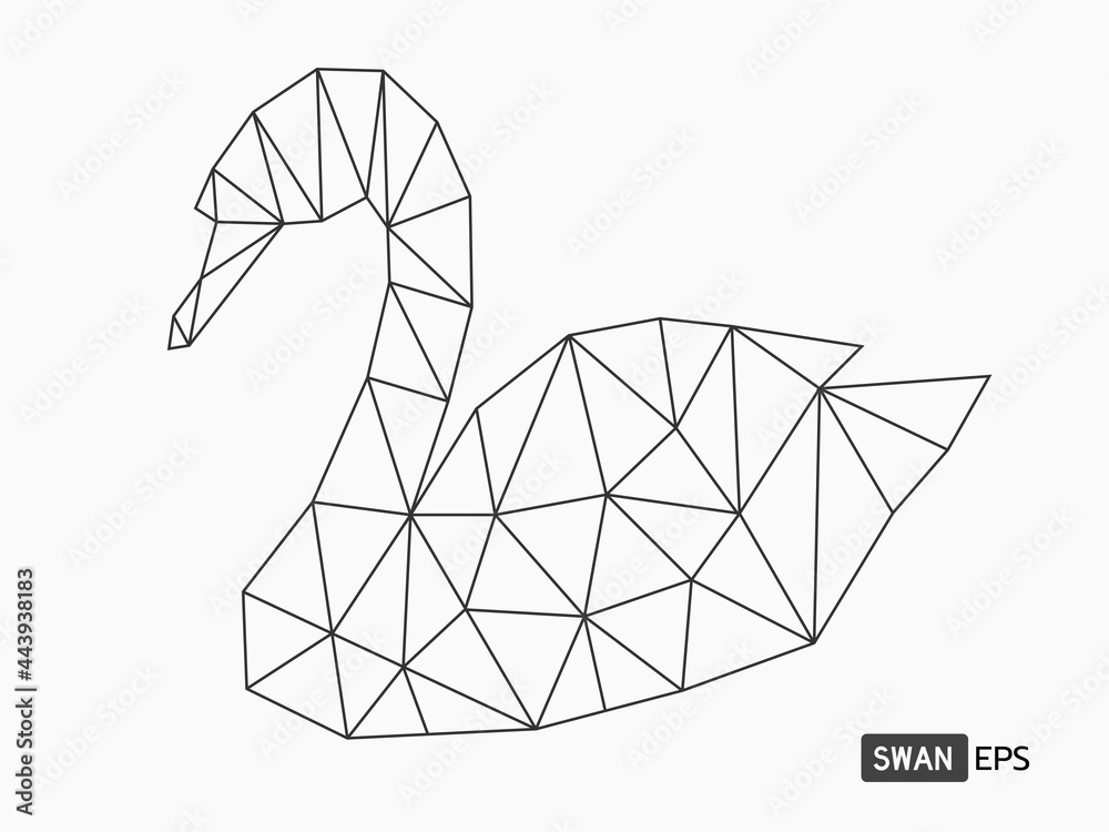 Fototapeta premium isolated polygon style of swan figure black outline simple linear for background, icons, logo, banner, label etc. flat vector design. 