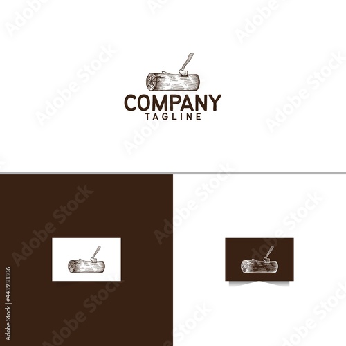 Wood Axe Logo Design Template Vector