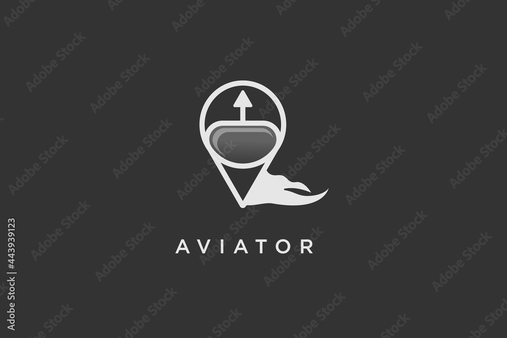 Obraz premium aviator logo design. aviation training center. club. game . application. sport.pilot helmet icon for aviator logo design template illustration in black background