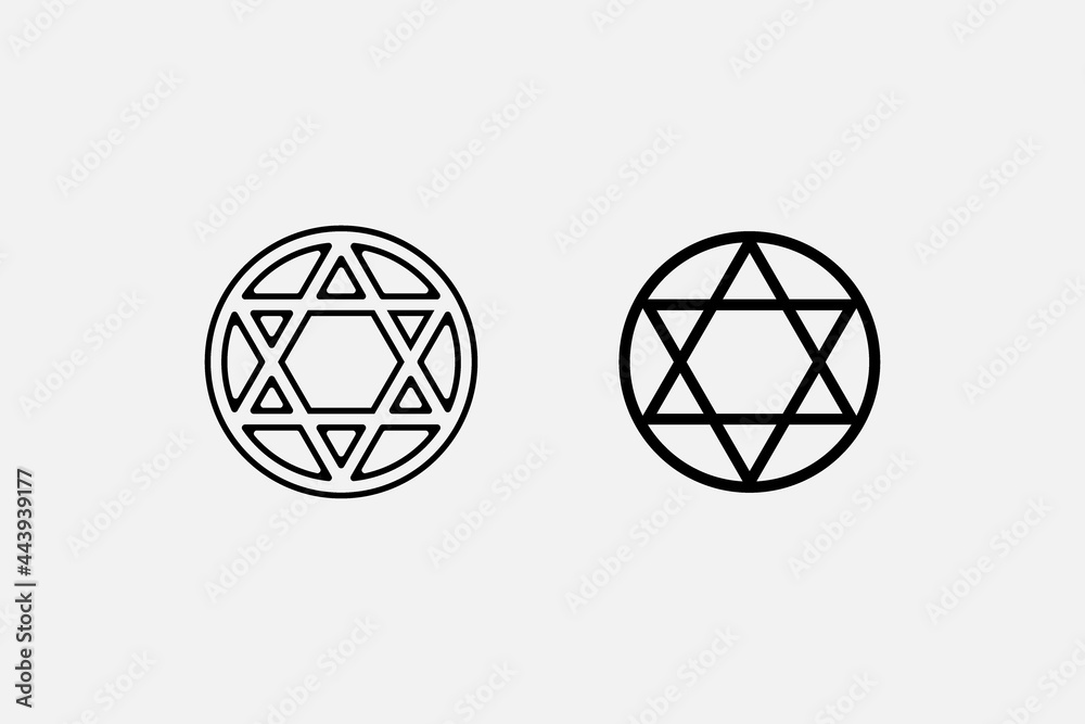 Star of David with various illustration logo icon template Star of David with various illustration logo icon template