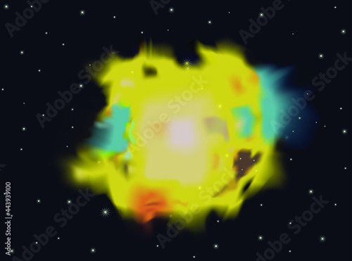 Yellow nebula in space vector