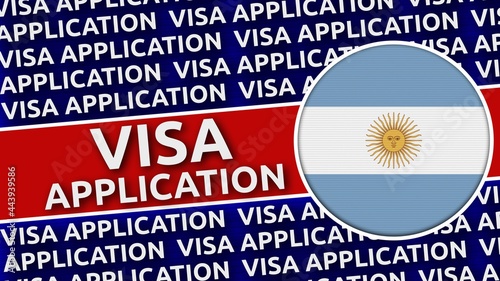 Argentina Circular Flag with Visa Application Titles - 3D Illustration