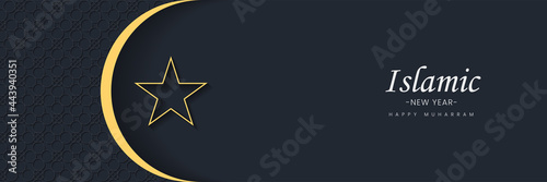 Islamic new year muharram background in simple decorative style with ornaments