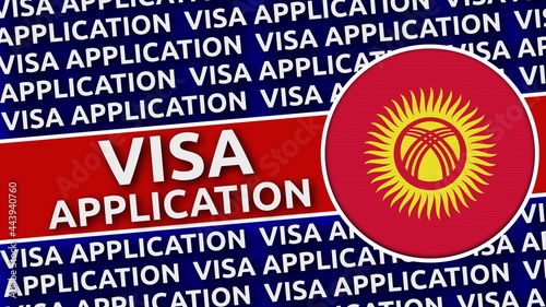 Kyrgyzstan Circular Flag with Visa Application Titles - 3D Illustration