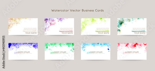 business card template. colorful watercolor vector background