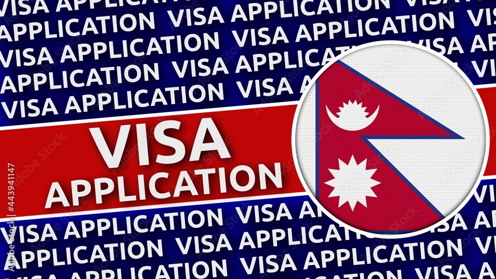 Nepal Circular Flag with Visa Application Titles - 3D Illustration Nepal Circular Flag with Visa Application Titles - 3D Illustration