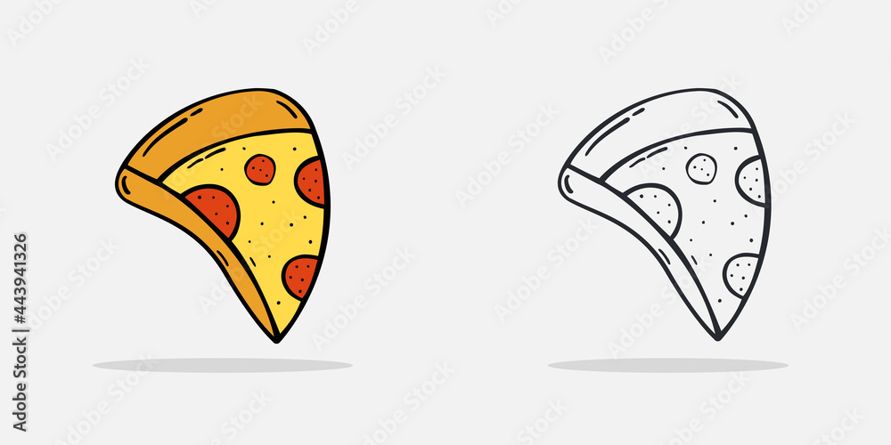 Set Hand drawn pizza icon Design Template. Illustration vector graphic. cartoon.Flat design.Outline style isolated on white background. Perfect for food concepts, diet infographics. Set Hand drawn pizza icon Design Template. Illustration vector graphic. cartoon.Flat design.Outline style isolated on white background. Perfect for food concepts, diet infographics.
