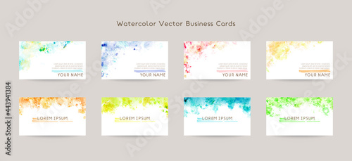 business card template. colorful watercolor vector background