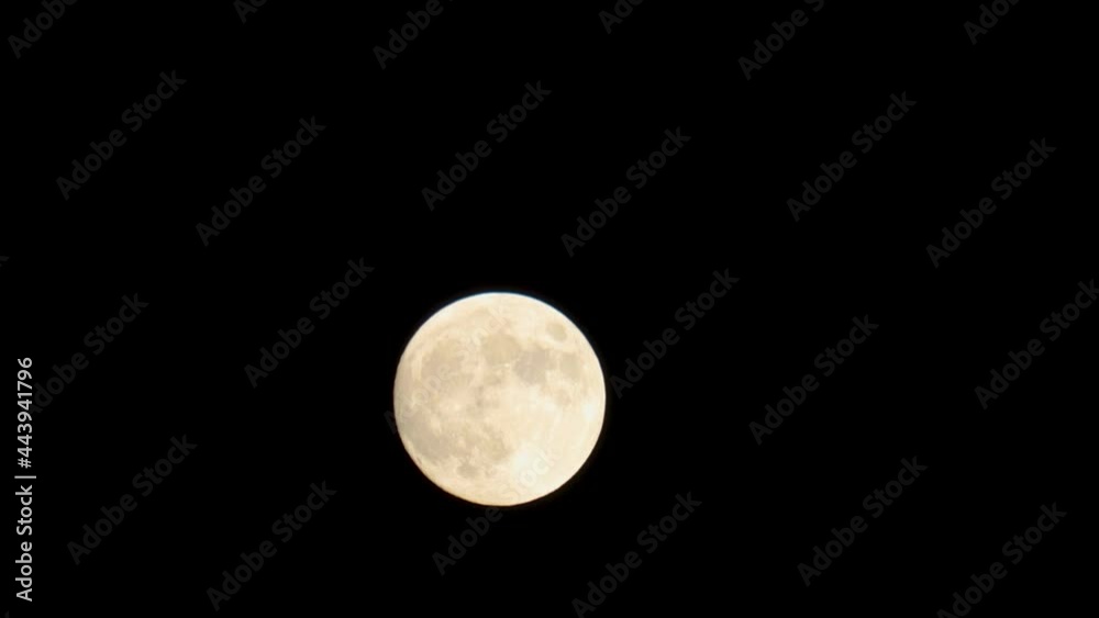 Full moon (Strawberry) slowing rising against a pitch black, starless, night. Full moon (Strawberry) slowing rising against a pitch black, starless, night.