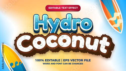 hydro coconut editable text effect cartoon comic game style