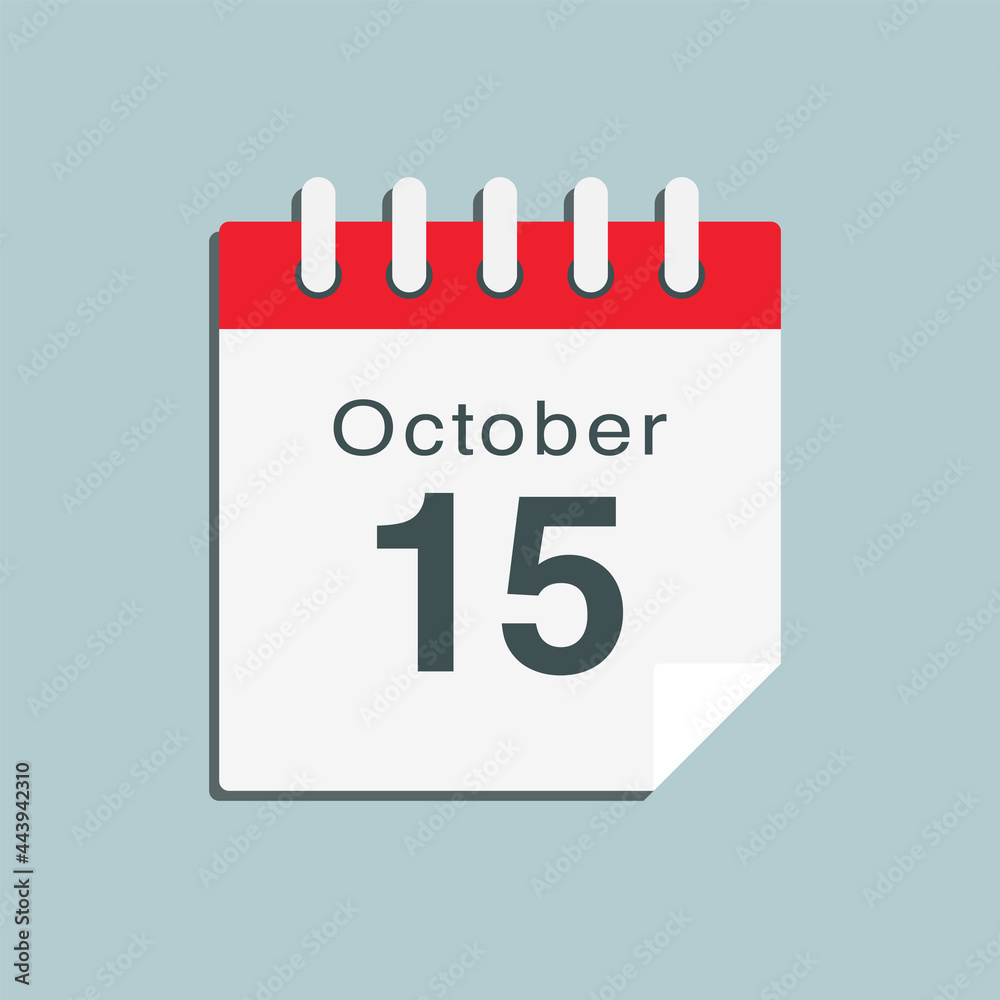 Icon day date 15 October, template calendar page Icon day date 15 October, template calendar page