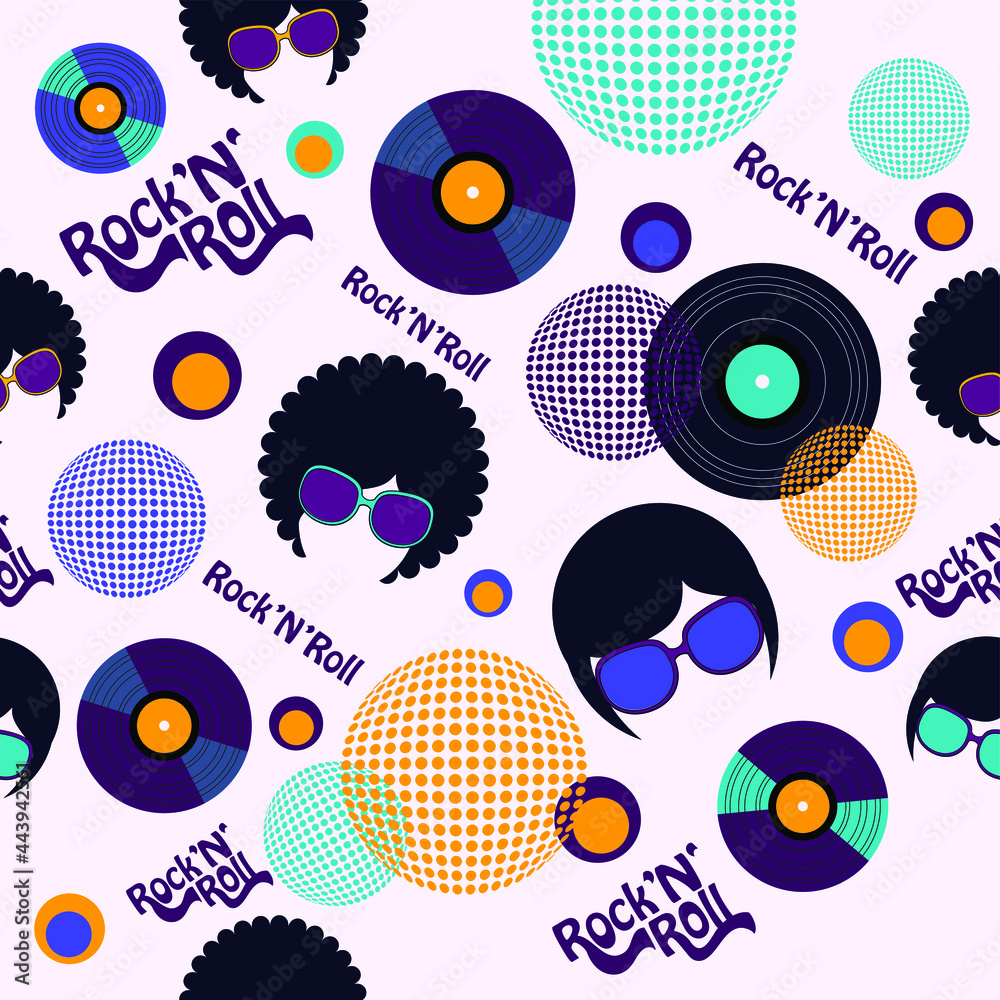 rock and roll party seamless vector pattern