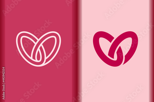 Vector heart, love icon minimal flat simple pink heart concept symbols. curve line and object shape creative logo design isolated on background.