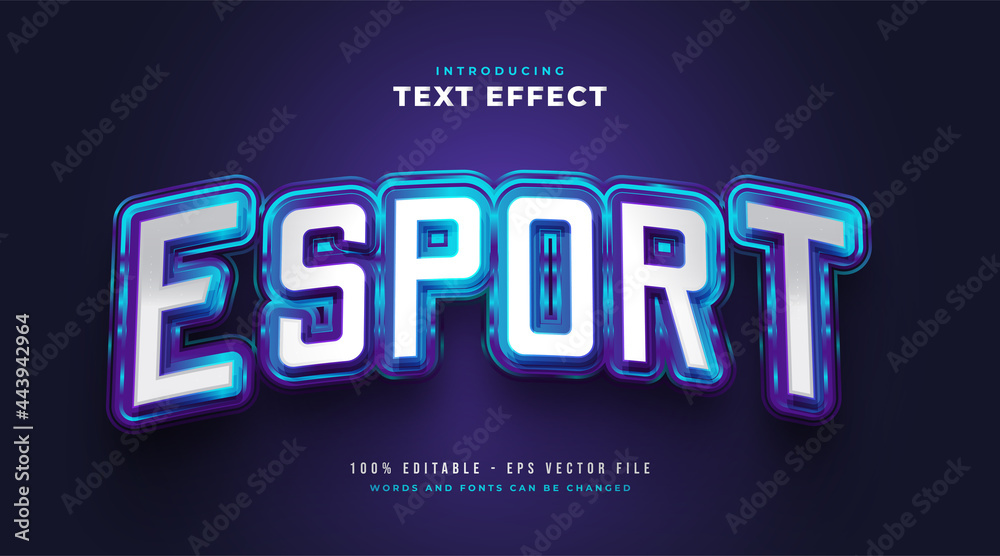 Blue E-sport Text Style Effect with Glowing Effect. Editable Text Style Effect Blue E-sport Text Style Effect with Glowing Effect. Editable Text Style Effect