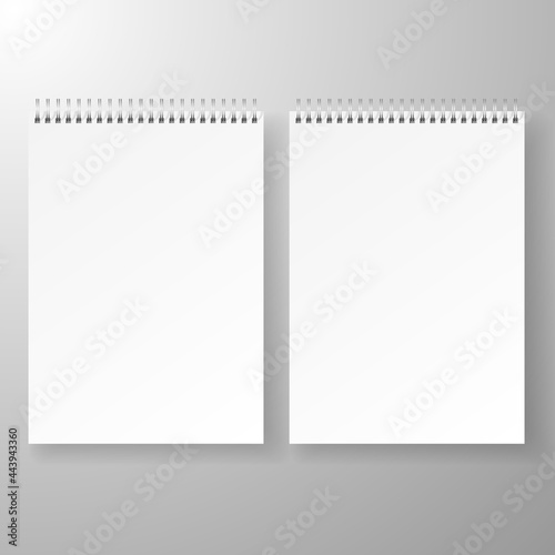 Notebook mockup with empty cover or open sheet for branding, isolated blank sheet