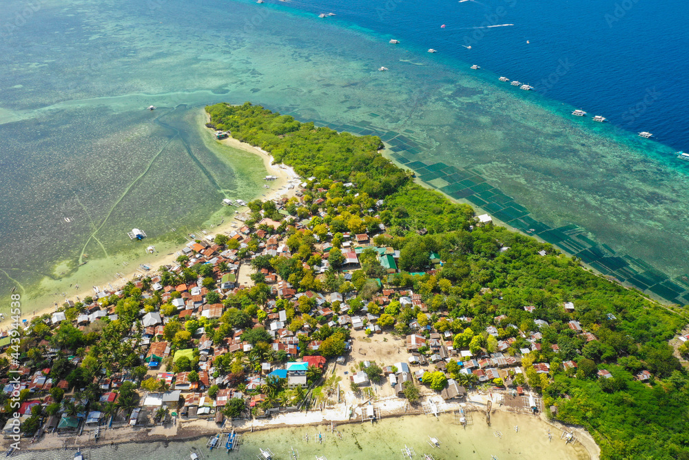 Drone footage of Hilutangan Island near Cebu, Philippines