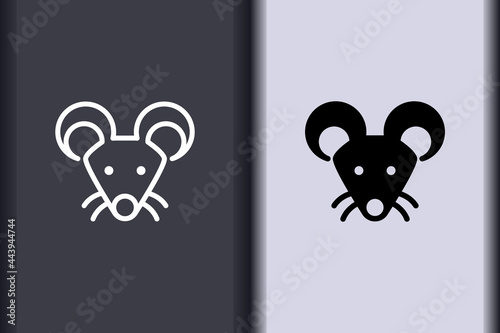 Vector rat, mouse minimal flat icon simple concept design. Curve line and object shape creative logo design isolated on background.