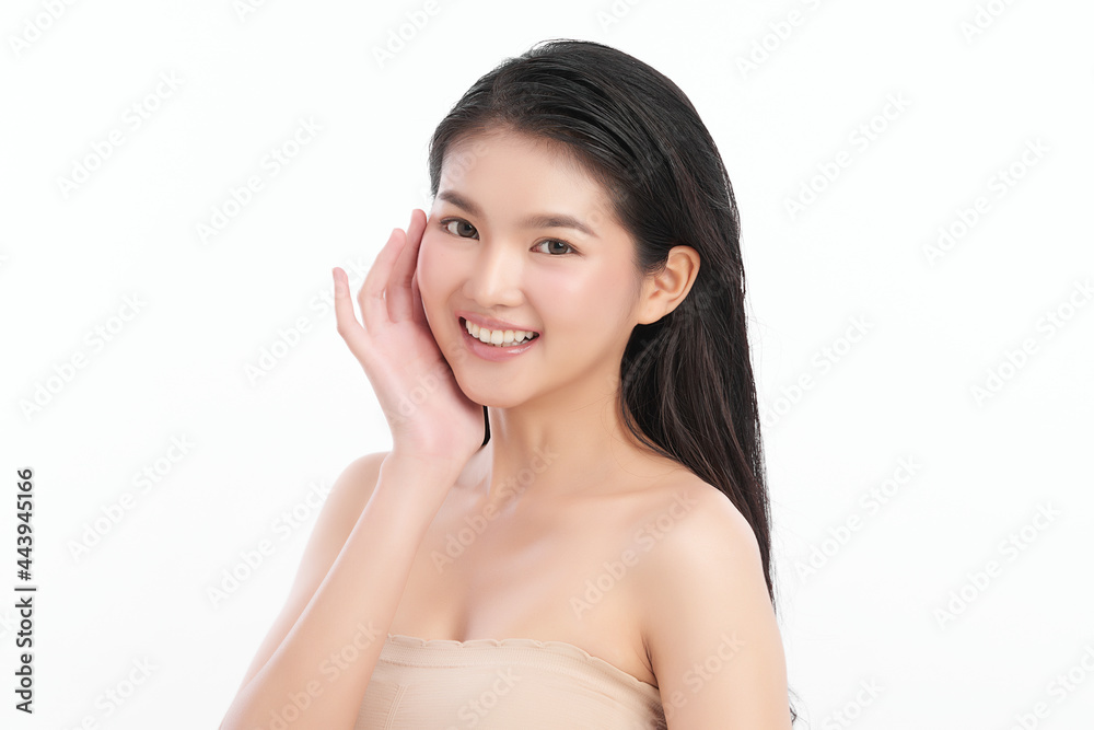 Beautiful young asian woman with clean fresh skin on white background, Face care, Facial treatment, Cosmetology, beauty and spa, Asian women portrait. Beautiful young asian woman with clean fresh skin on white background, Face care, Facial treatment, Cosmetology, beauty and spa, Asian women portrait.