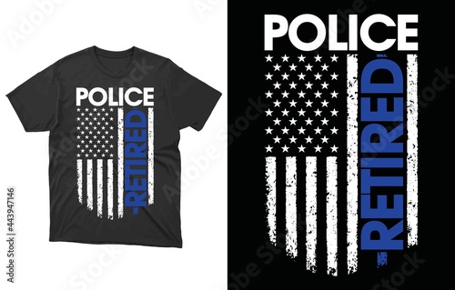 Retired Police T-Shirt Vector Design, American Flag Thin Blue Line Shirt, 
Retired Police Officer T-Shirt Law Enforcement Retirement Gift Cop Thin Blue Line Shirt