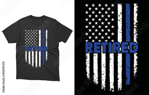 Retired Police T-Shirt Vector Design, American Flag Thin Blue Line Shirt, 
Retired Police Officer T-Shirt Law Enforcement Retirement Gift Cop Thin Blue Line Shirt