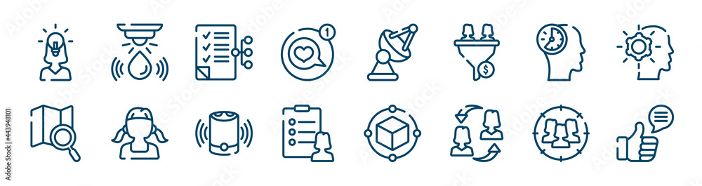 general icons set such as water sensor, message app, patience, map search, smart speaker, team target outline vector signs. symbol, logo illustration. linear style icons set. pixel perfect vector general icons set such as water sensor, message app, patience, map search, smart speaker, team target outline vector signs. symbol, logo illustration. linear style icons set. pixel perfect vector
