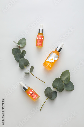 Bottles of vitamin A oil on...