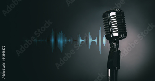 Retro microphone on dark ba...
